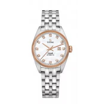TITONI Zegarek automatyczny damski 818SRG-622 30mm Stal szlachetna z diamentami