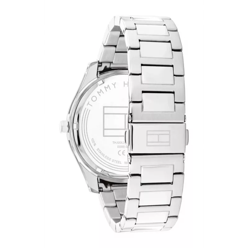 Zegarek Tommy Hilfiger męski 1710541 Analogowy Kwarcowy 44mm Koperta ze stali nierdzewnej Brązowy pasek skórzany Niebieska tarcza