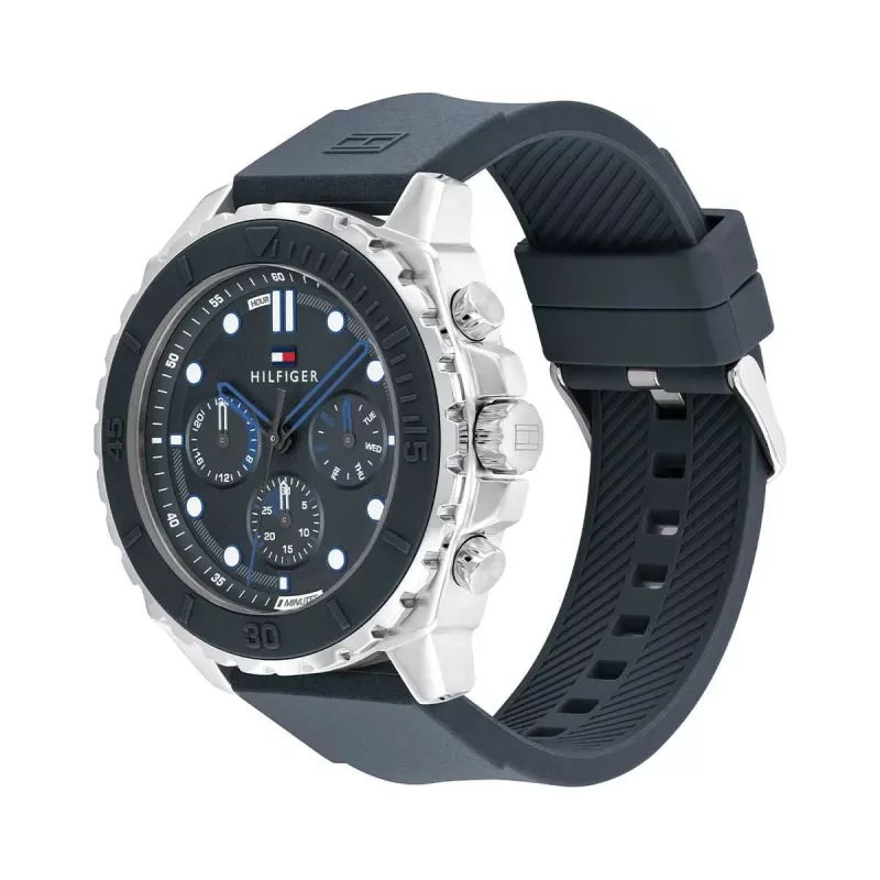 Zegarek Tommy Hilfiger Męski 1710687 Analogowy Kwarcowy 48 mm Stal Nierdzewna Niebieska Tarcza