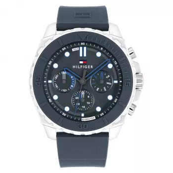 Zegarek Tommy Hilfiger Męski 1710687 Analogowy Kwarcowy 48 mm Stal Nierdzewna Niebieska Tarcza