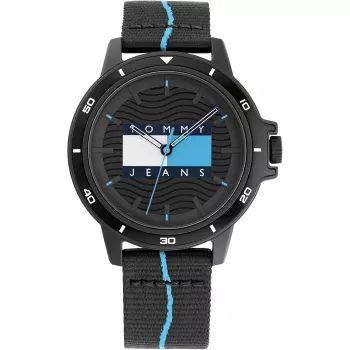 Zegarek męski Tommy Hilfiger Analog Quartz 1791999 45 mm Niebieska tarcza Brązowa skóra
