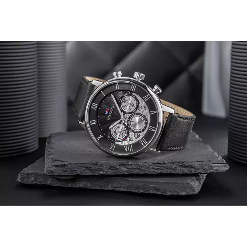 Zegarek męski Tommy Hilfiger Damon Quartz ze stali nierdzewnej 40mm, niebieska tarcza 1710565