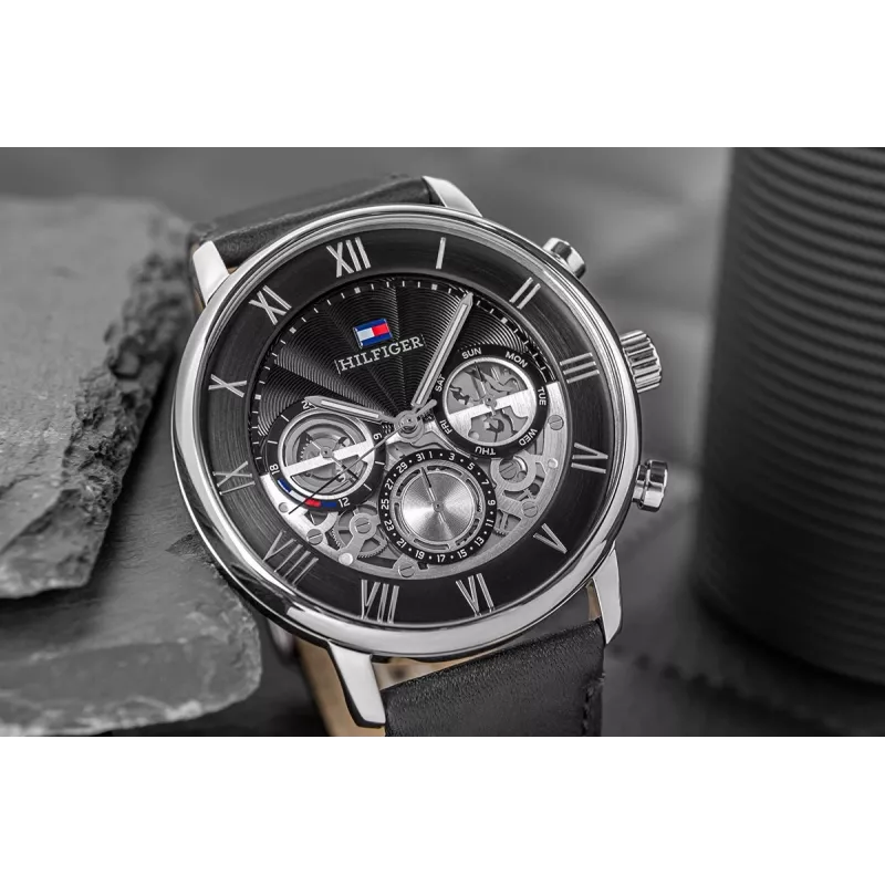 Zegarek męski Tommy Hilfiger Damon Quartz ze stali nierdzewnej 40mm, niebieska tarcza 1710565