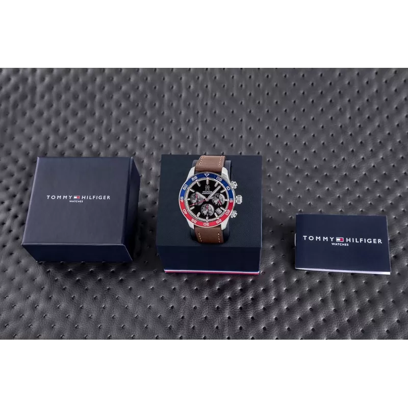 Zegarek Tommy Hilfiger Damon męski 1792166 40mm niebieska tarcza brązowa skóra