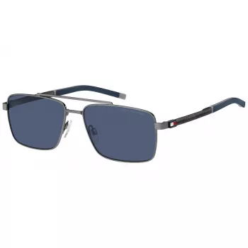 Okulary przeciwsłoneczne Tommy Hilfiger TH-2078-S-R80 dla mężczyzn - czarna oprawka, szare szkła 58/16/145 mm