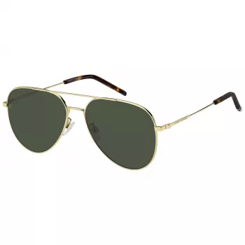 Tommy Hilfiger Men's TH2111GSJ5G Rectangle Sunglasses - Shiny Black Frame, Grey Lens, 60/16/150 mm