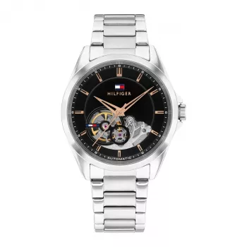 Zegarek męski Tommy Hilfiger 1710718 39mm Niebieska tarcza Brązowy pasek skórzany