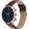 Zegarek męski Tommy Hilfiger 1791987 44mm Koperta ze stali nierdzewnej Brązowy pasek skórzany Niebieska tarcza