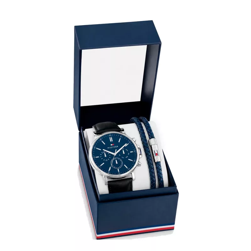 Zegarek męski Tommy Hilfiger 2770161 - 44 mm, niebieska tarcza, bransoleta ze stali szlachetnej