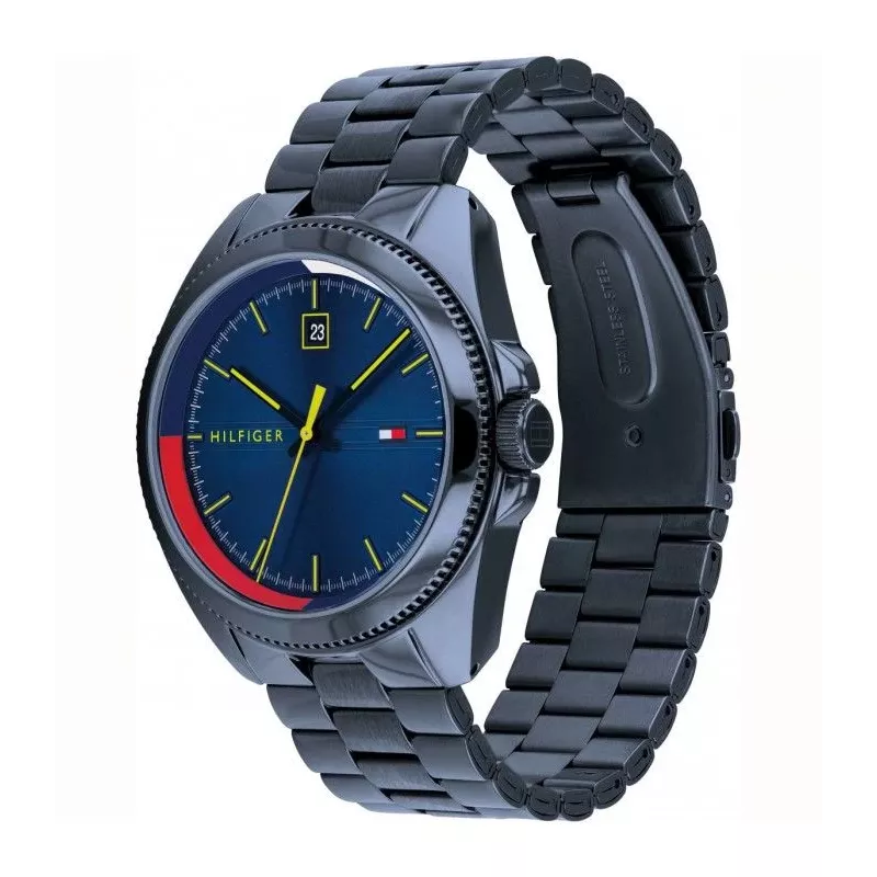 Zegarek męski Tommy Hilfiger TH1791689 44mm Niebieska tarcza Brązowy pasek skórzany