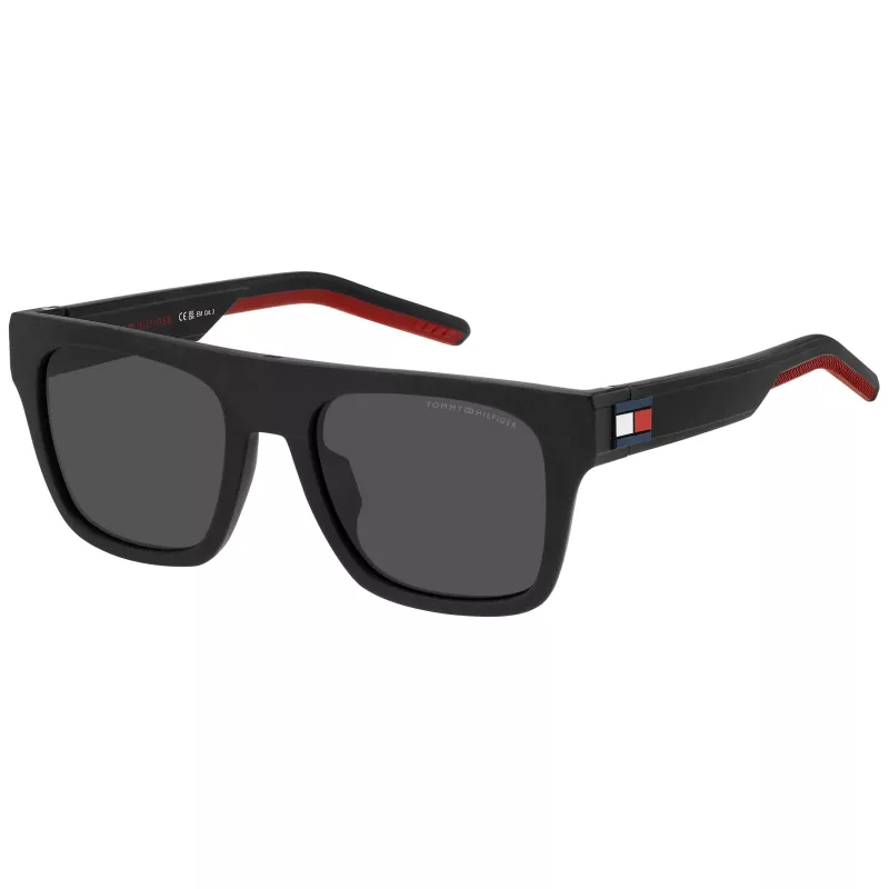 TOMMY HILFIGER TH-1976-S-BLX Okulary przeciwsłoneczne męskie, czarna oprawka, szare szkła, 52/19/145 mm