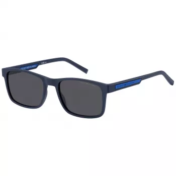 TOMMY HILFIGER TH-2089-S-FLL Okulary przeciwsłoneczne męskie - czarna oprawka acetatowa z szarymi soczewkami poliwęglanowymi - 56/19/145 mm