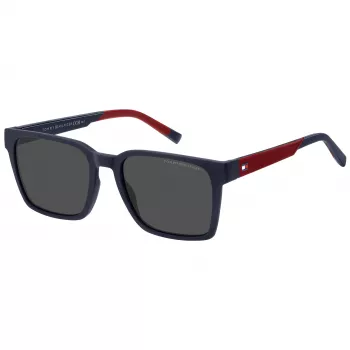 TOMMY HILFIGER TH-2143-S-8RU Męskie okulary przeciwsłoneczne prostokątne, Havana, brązowe szkła, 55/19/145 mm