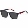 TOMMY HILFIGER TH-2143-S-8RU Męskie okulary przeciwsłoneczne prostokątne, Havana, brązowe szkła, 55/19/145 mm