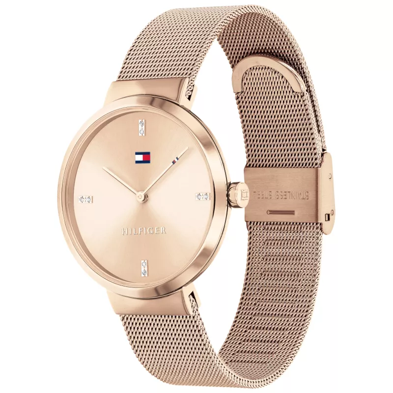 Zegarek Tommy Hilfiger Damski 1782218 Kwarcowy Analogowy 35mm Srebrny Stal nierdzewna Siatka