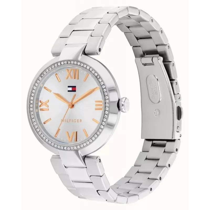 Zegarek Tommy Hilfiger Pippa dla kobiet, kwarcowy, 34 mm, srebrna stal nierdzewna, siateczka
