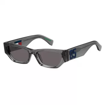 TOMMY JEANS Women's TJ-0093-S-KB7 Sunglasses - Black Frame, Grey Lens, 55/18/145 mm