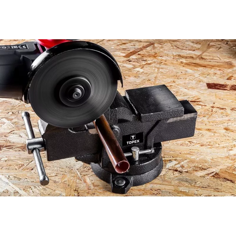 TOPEX Swivel Locksmith Vise 125 mm z obrotową podstawą 360° i kowadłem