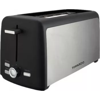 Toster Tornado TTA-7402-GS - 2 kromki, 1400W, z 7 poziomami opiekania, czarny/srebrny