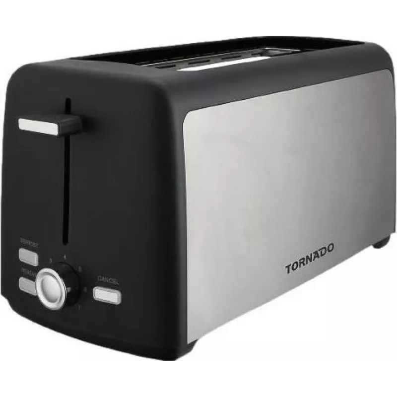 Toster Tornado TTA-7402-GS - 2 kromki, 1400W, z 7 poziomami opiekania, czarny/srebrny