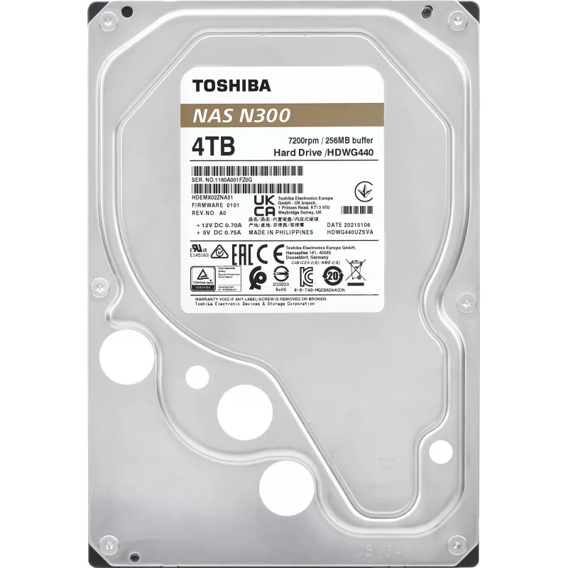 Toshiba N300 NAS 4TB wewnętrzny dysk twardy 3,5 cala SATA 6Gb/s 7200RPM 128MB Cache