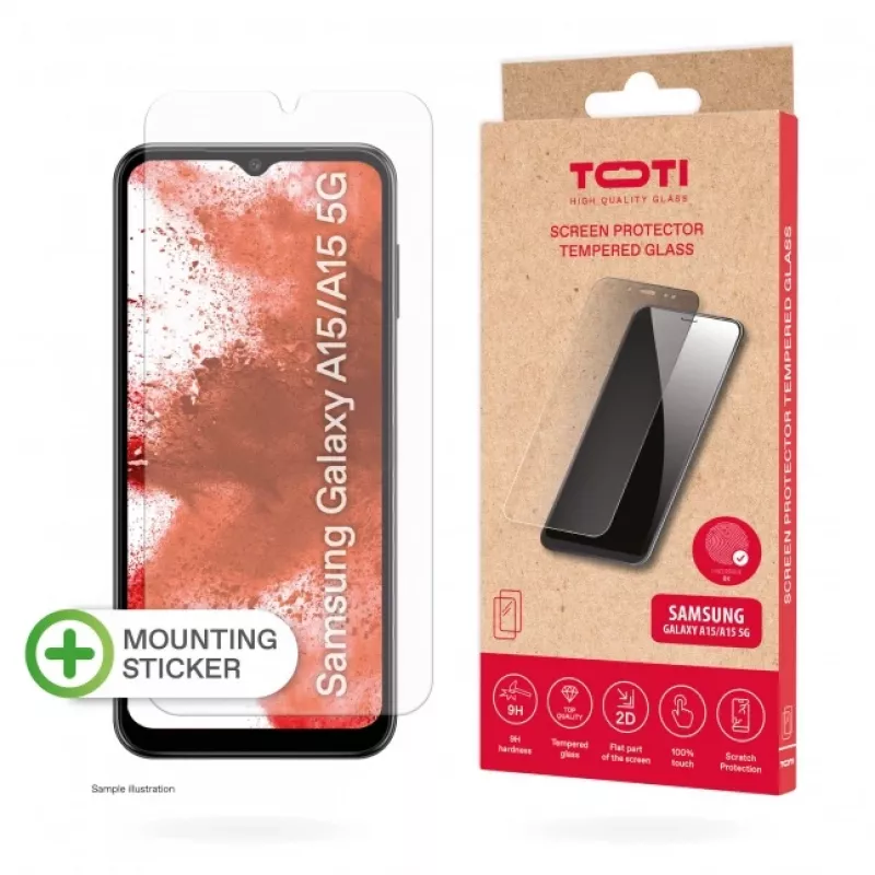 TOTI hartowane szkło 2D na ekran Samsung Galaxy A15/A15 5G, przezroczyste