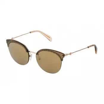 Okulary przeciwsłoneczne damskie TOUS STO370-59300G - oprawka z acetylanu w kolorze Havana Brown z soczewkami gradientowymi w kolorze brązowym