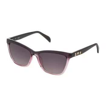 Okulary przeciwsłoneczne damskie TOUS STOA23-560G49 Butterfly, oprawki Havana, brązowe gradientowe soczewki, 56mm