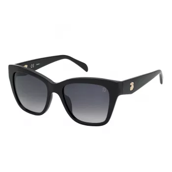 Okulary przeciwsłoneczne damskie TOUS STOB40-540700 - Oprawka acetatowa, soczewki poliwęglanowe, ochrona UV400, szerokość soczewki 54 mm, czarny/szary