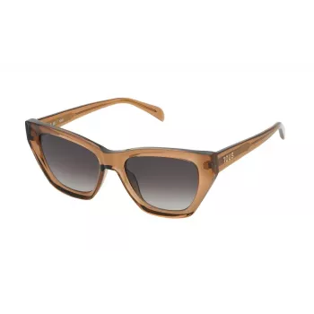 Okulary przeciwsłoneczne TOUS damskie STOB85-530D67 Brąz Havana Motyl Oprawa acetatowa z brązowymi gradientowymi soczewkami poliwęglanowymi 53/15/140 mm