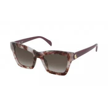 Okulary przeciwsłoneczne TOUS dla kobiet STOC17-520Z02 Havana Acetate Square Frame Brown Gradient Lens 52/20/140 mm
