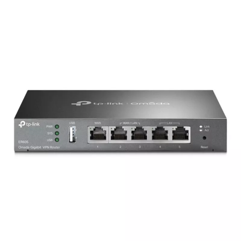 TP-LINK ER605 SafeStream Router - Gigabitowy router VPN z przełącznikiem 4-portowym, 3 porty WAN, montaż na ścianie