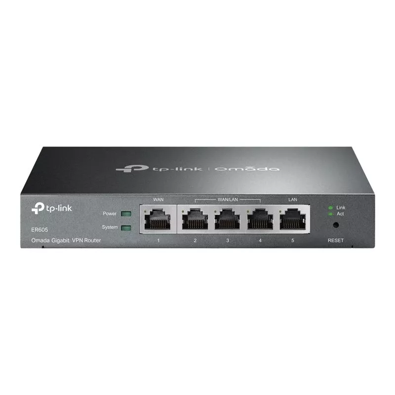 TP-LINK ER605 SafeStream Router - Gigabitowy router VPN z przełącznikiem 4-portowym, 3 porty WAN, montaż na ścianie