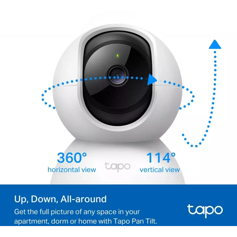 TP-Link Tapo C200C kamera Wi-Fi do monitoringu z obrotem i pochyleniem - 1080p Full HD, zakres poziomy 360°, dwukierunkowe audio, noktowizja do 9m, MicroSD do 256GB, biała