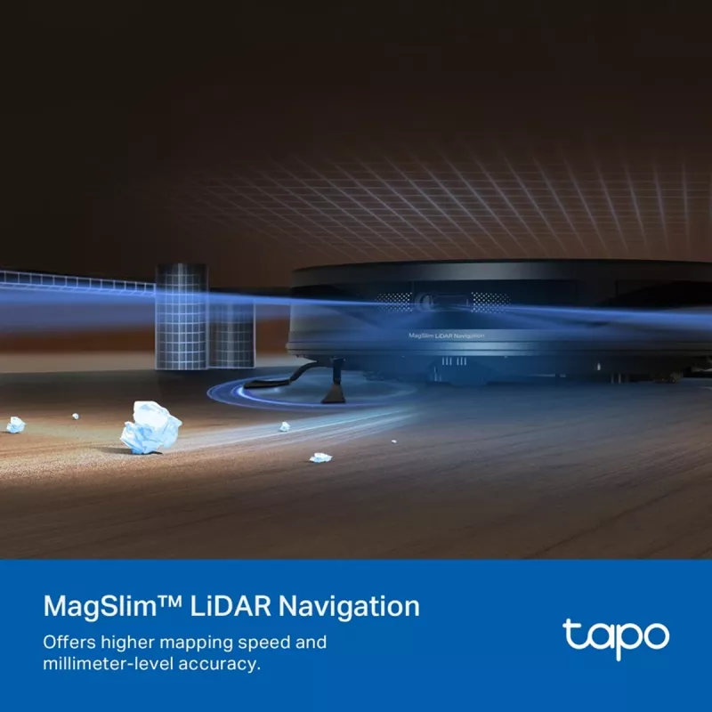 TP-Link Tapo RV20 Max Plus Robot Odkurzacz i Mop z Auto-Empty Dock, Nawigacja LiDAR, 4200 Pa Ssania, Bateria 2600 mAh, Wi-Fi, Alexa i Google Assistant