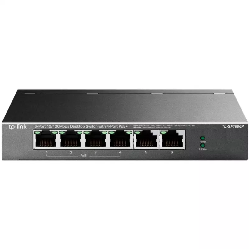 TP-LINK TL-SF1006P 6-Port 10/100 Mbps Desktop Switch z 4 portami PoE+ (67W)