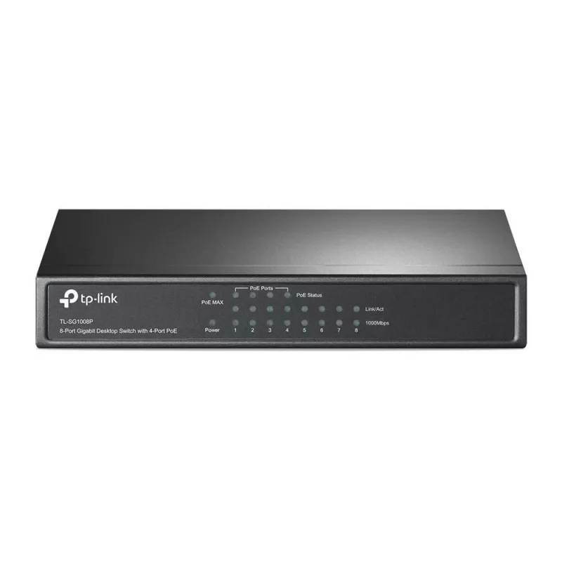 TP-Link TL-SG1008P 8-portowy Gigabitowy Desktopowy Switch PoE+, 4 porty PoE, budżet 64W, metalowy TL-SG1008P(UN)
