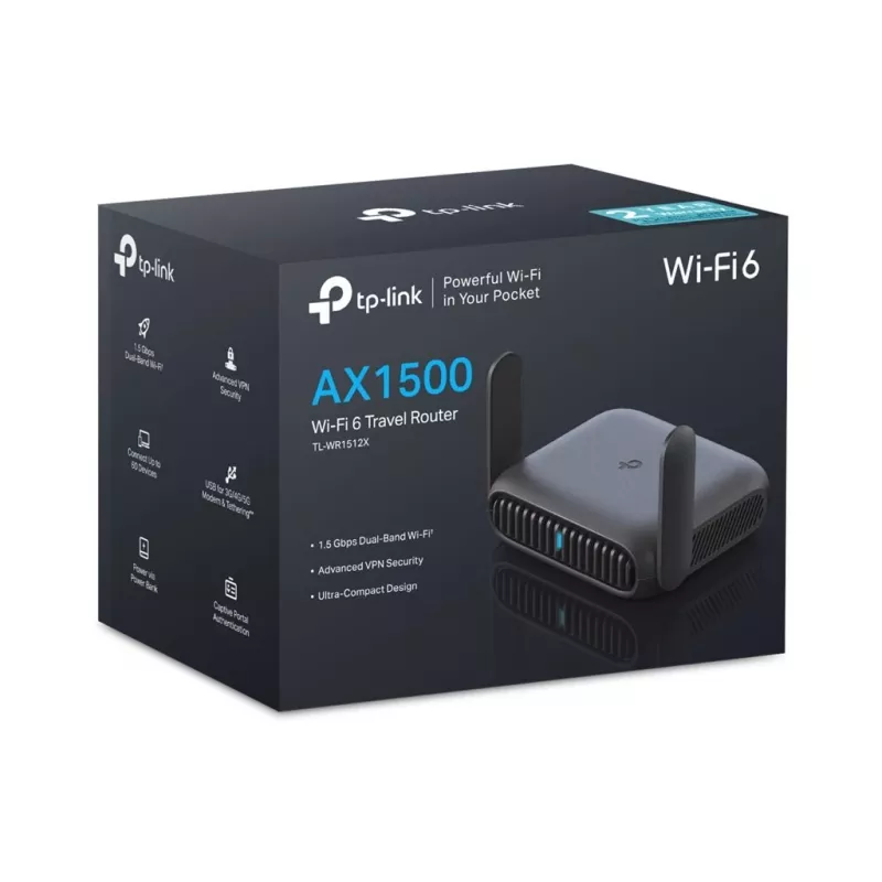 TP-Link TL-WR1512X Roam 6 AX1500 Wi-Fi 6 Dwuzakresowy Gigabitowy Router Podróżny
