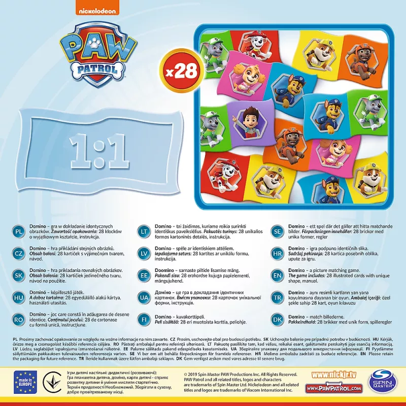 TREFL GRY Domino Paw Patrol – Gra edukacyjna dla dzieci