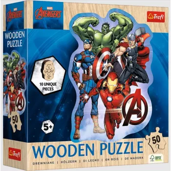 TREFL Puzzle - 50 Wooden Contour Puzzle - Avengers Adventures Trefl 20256