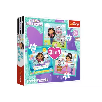 TREFL PUZZLE Gabby's Dollhouse 3w1 Puzzle, Gabby Activities Trefl 34871