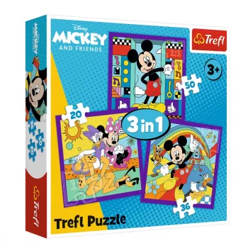 TREFL PUZZLE Puzzle – 3 w 1 (20, 36, 50 elementów) – Miki i jego wesoła drużyna – Myszka Miki i przyjaciele – Trefl 34894