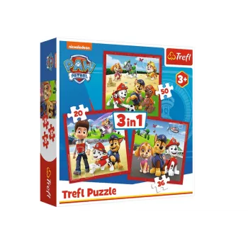 TREFL PUZZLE Puzzle 3 w 1 Happy Dogs Paw Patrol Trefl 34867