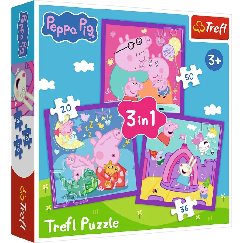 TREFL PUZZLE Puzzle - 3 w 1 - Nawyki Świnki Peppy Trefl 34893