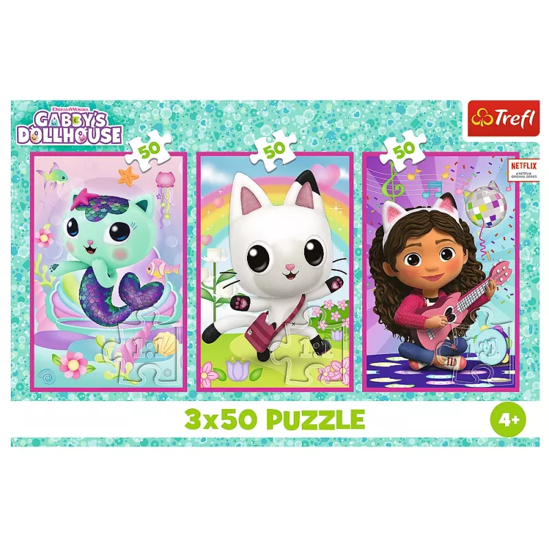 TREFL PUZZLE Puzzle 3x50 - Poznaj Gabby i Domek Gabby Trefl 34876