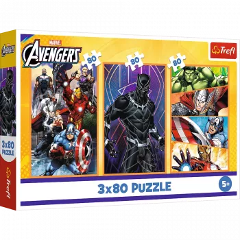 TREFL PUZZLE Puzzle - 3x80 - Days full of action - Disney Marvel The Avengers Trefl 34883