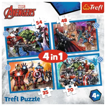 TREFL PUZZLE Puzzle 4 w 1 Brave Avengers 26006