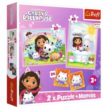 TREFL PUZZLE Puzzle - 4 w 1 - Gabi z przyjacielem kotem - Domek kota Gabi - Trefl 93382