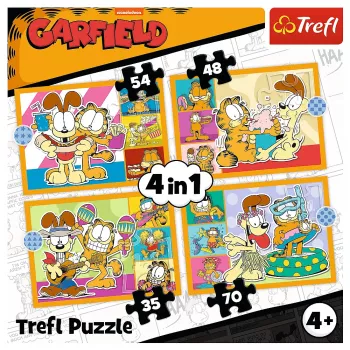 TREFL PUZZLE Puzzle 4w1 – Garfield Loves Lasagna – Trefl 34673