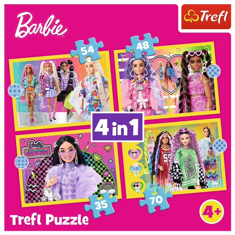 TREFL PUZZLE Puzzle - 4 w 1 - Happy World of Barbie Trefl 34626